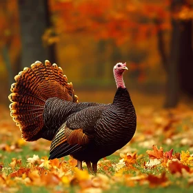 Wild Turkey in Fall Foliage