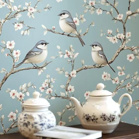 Serene Bird and Floral Arrangement