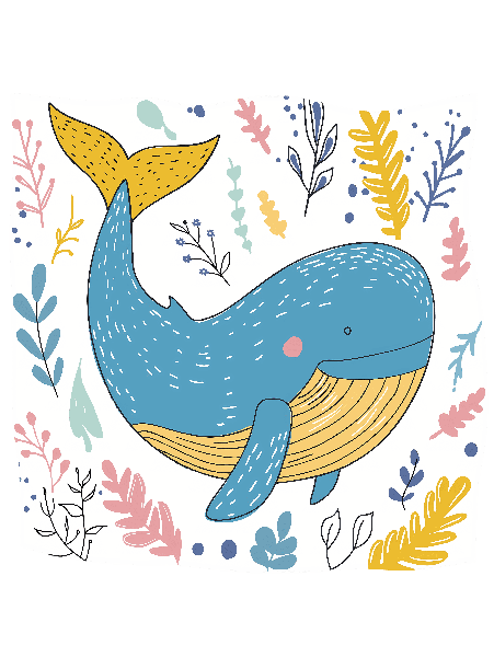 Whale & Flora T-Shirt Art