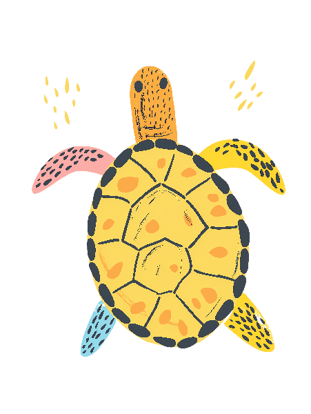 Whimsical Turtle Print for Clothing POD Design