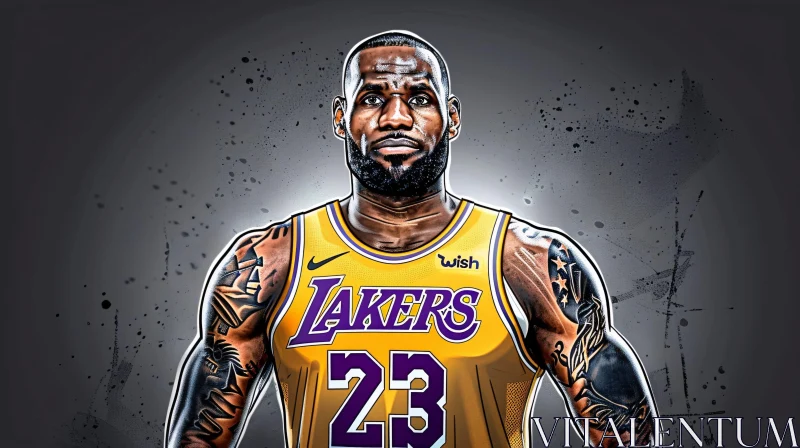 AI ART LeBron James Lakers Portrait