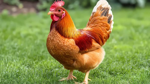 Colorful Rooster on Grass