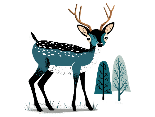 POD Design Blue Deer with Antlers and Trees Artwork