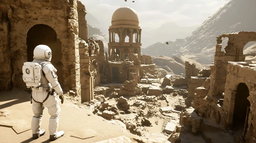 Desert Ruins and Astronaut