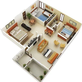 Architectural Rendering of a Residential Space