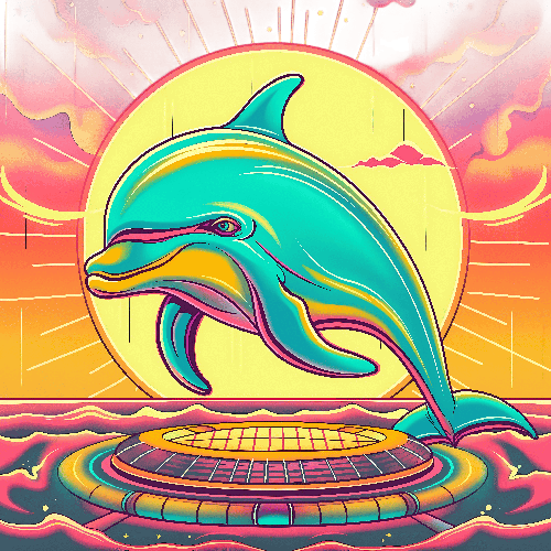 POD Design Colorful Dolphin Sunset Jump - Oceanic Vector Illustration