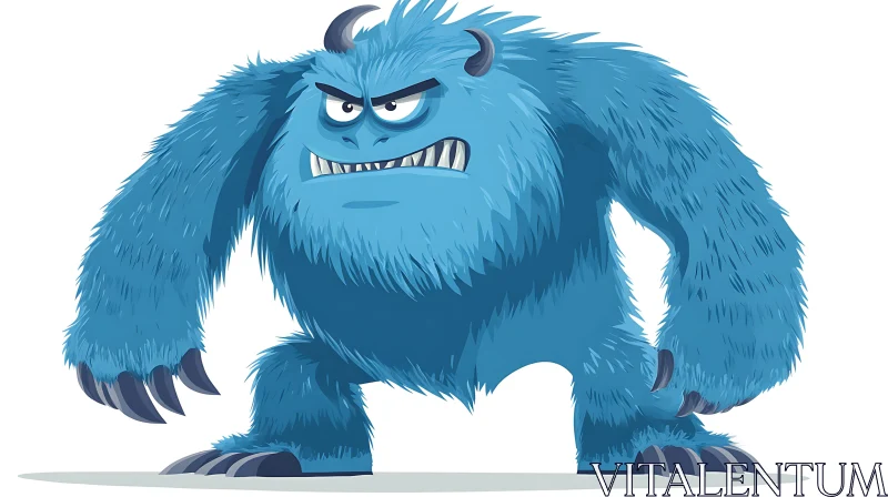 AI ART Angry Blue Monster Illustration