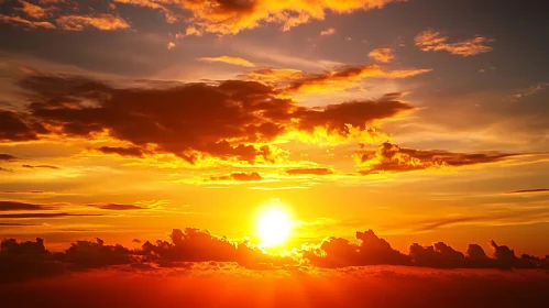 Fiery Sunset Over the Horizon