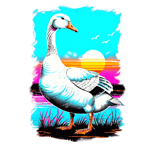 POD Design Elegant Goose T-Shirt Design with Sunset Background