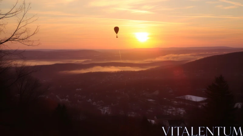 Enchanting Hot Air Balloon Floating in Dreamy Sky | Heidelberg School AI Image