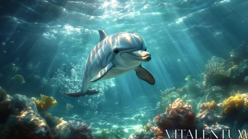 Playful Dolphin Underwater AI Image