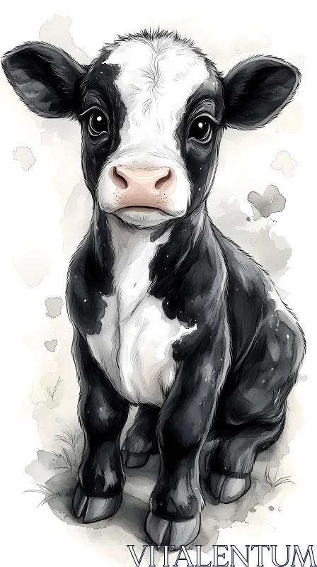 Illustrated Calf Image AI Image