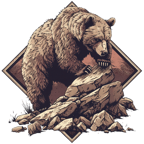 Grizzly Bear in Natural Landscape - Digital Illustration