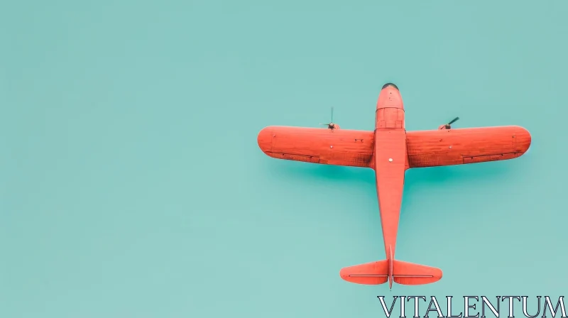 AI ART Vintage Airplane Flying Over Turquoise Water - Minimalist Photography