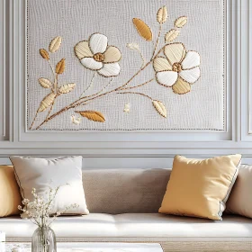 Floral Embroidery Decor in Modern Living Room