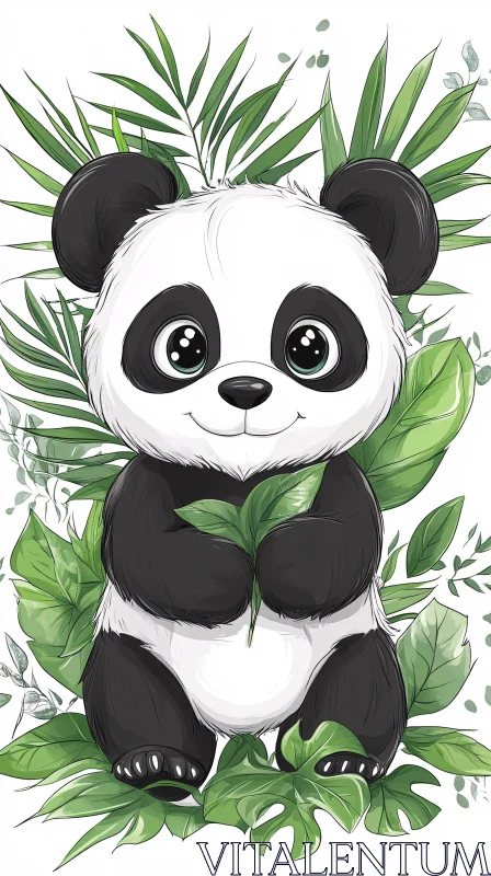 Panda Illustration in Nature AI Image