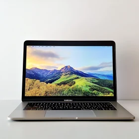Mountain Landscape on Laptop Screen