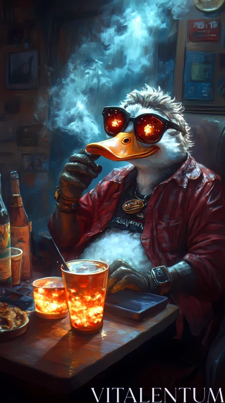 Anthropomorphic Duck with Cigarette AI Image