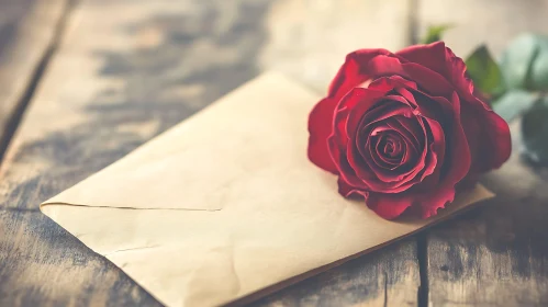 Romantic Rose and Letter Composition