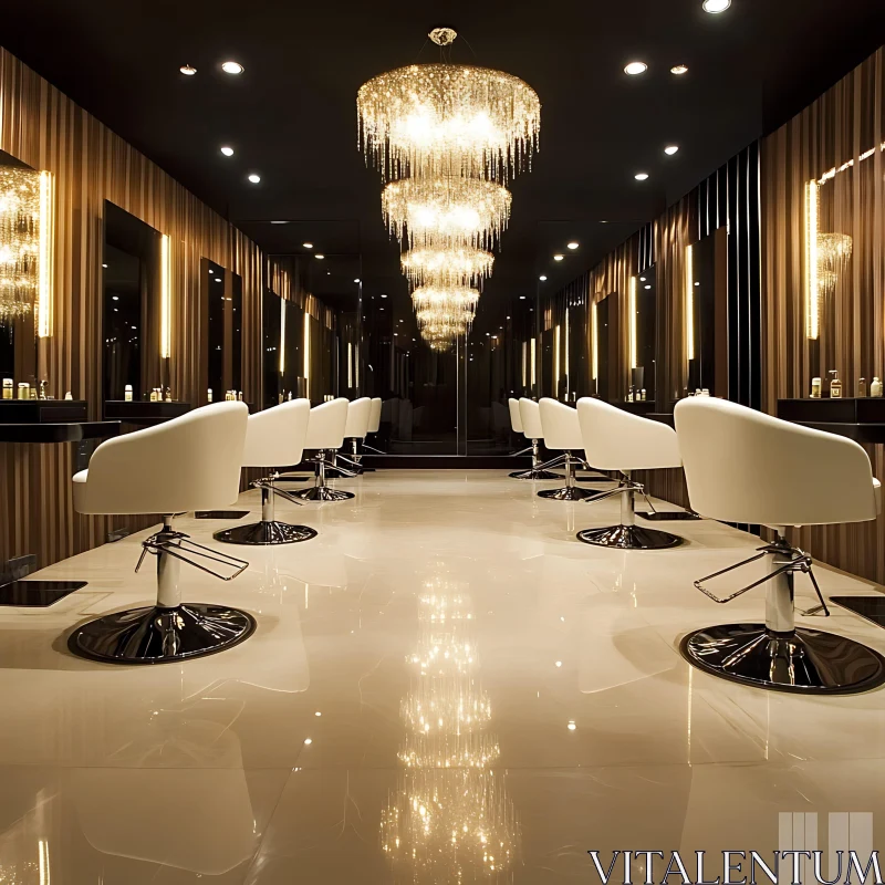 Elegant Salon Space with Opulent Lighting AI Image