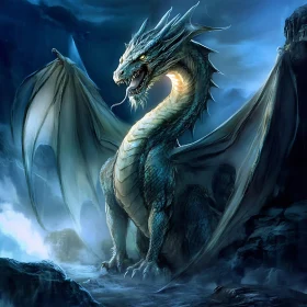 Magnificent Dragon in Mystical Landscape