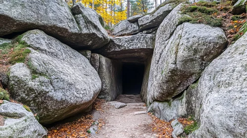 Hidden Cave Amidst Giant Boulders