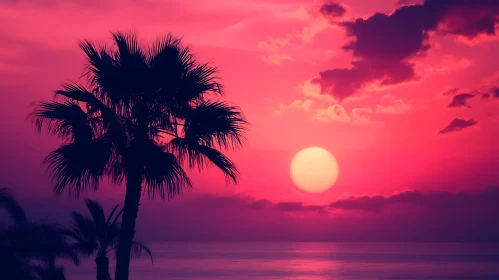 Tropical Sunset with Palm Trees