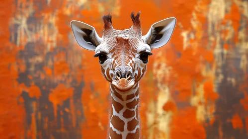 Wild Giraffe Against Colorful Abstract Backdrop