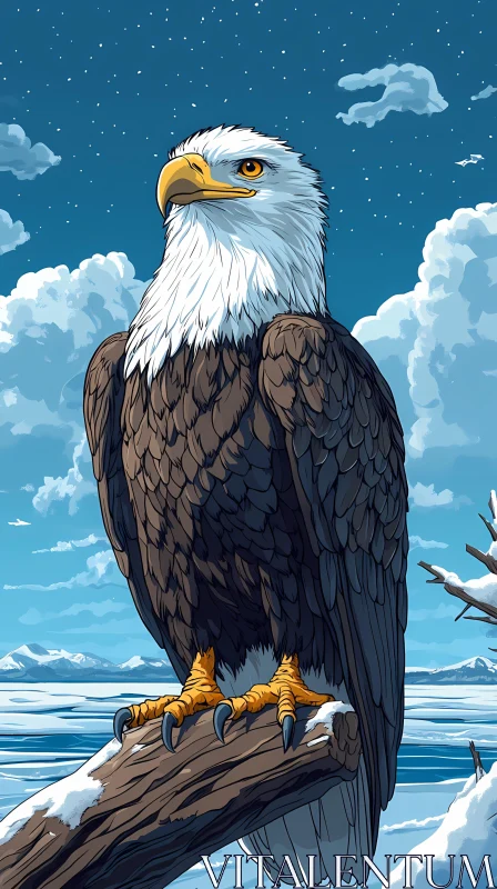 AI ART Bald Eagle Illustrative Art