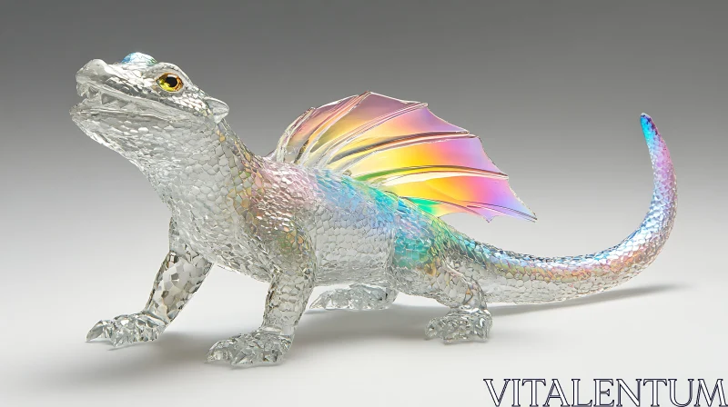 Rainbow Winged Glass Dragon Figurine AI Image