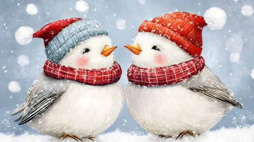 Charming Winter Birds Illustration