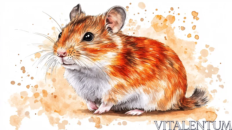 Adorable Hamster Artwork in Watercolor AI Image