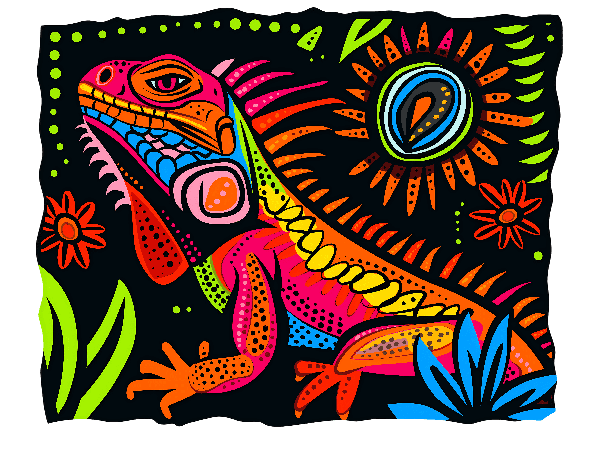 POD Design Colorful Iguana Design for T-Shirt Printing