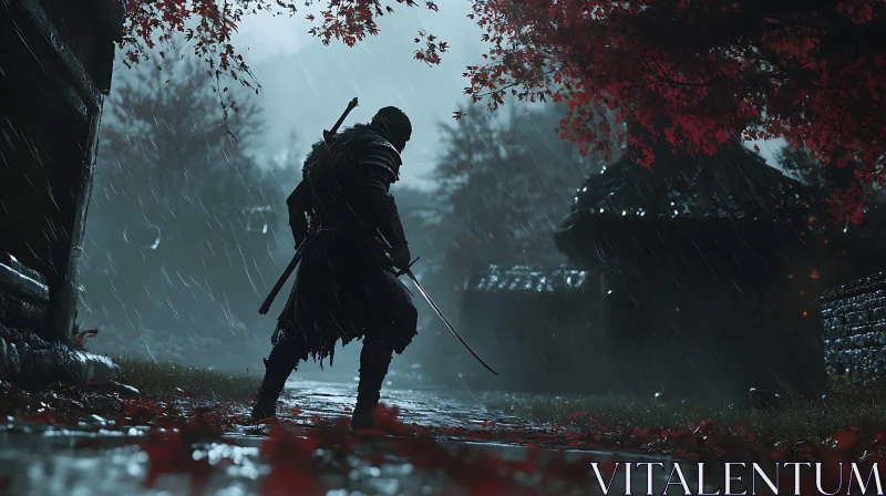 AI ART Samurai in the Rain