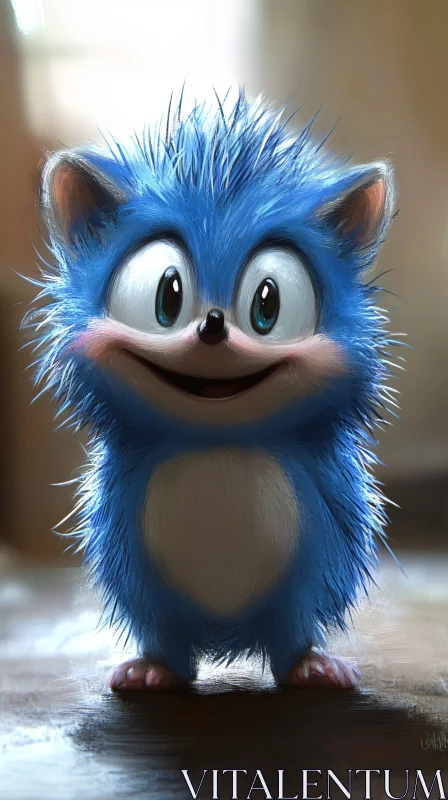 AI ART Adorable Fluffy Blue Cartoon Character