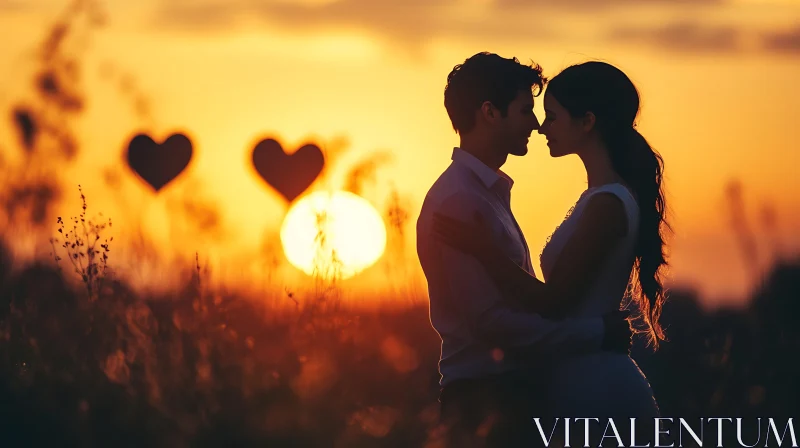 Silhouette of Couple at Sunset AI Image