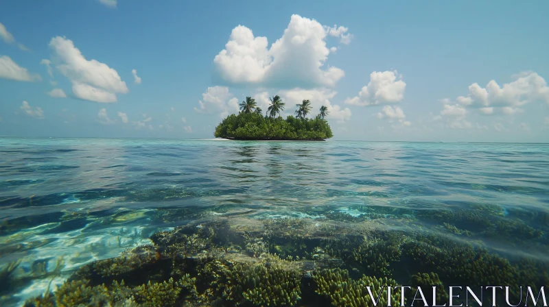 AI ART Idyllic Tropical Island in Clear Blue Waters