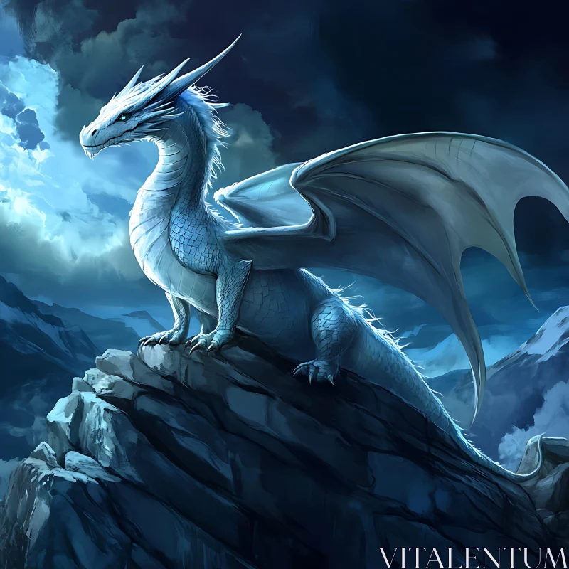 AI ART Fantasy Dragon Art: White Dragon