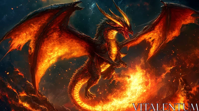 Dragon in Inferno AI Image