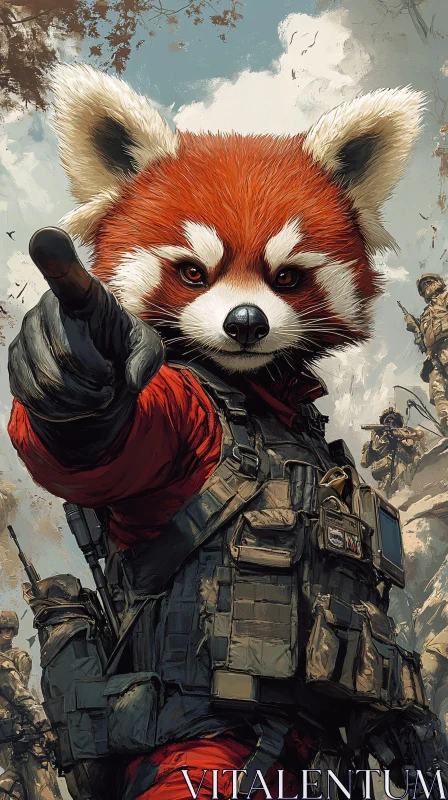 AI ART Red Panda Warrior in Uniform