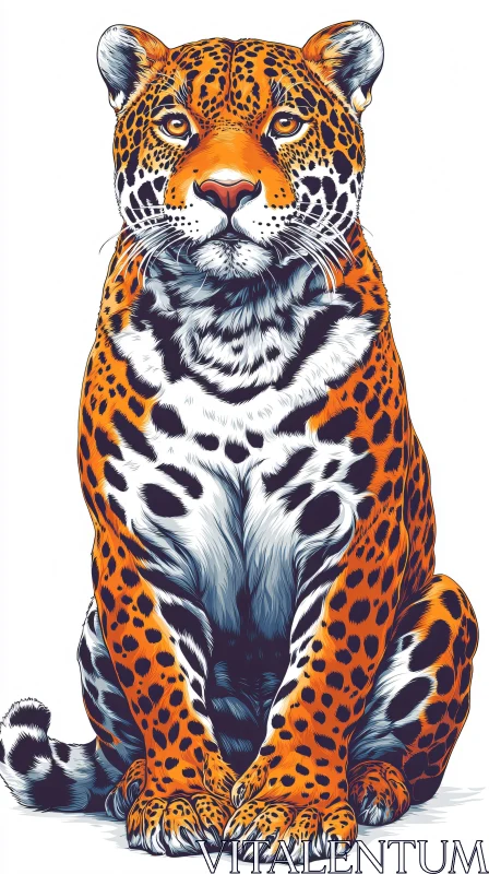 Illustrated Leopard Portrait AI Image