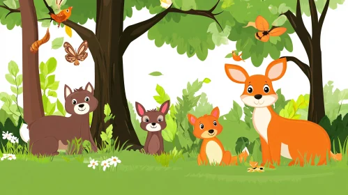 Whimsical Forest Animals Illustration