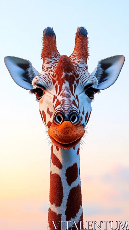 Elegant Giraffe Portrait AI Image