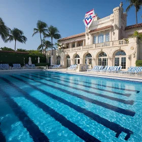 Luxury Poolside Mansion with Palm Trees