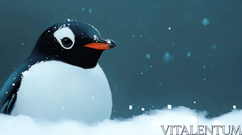 AI ART Penguin Snow Portrait