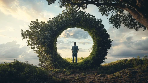 Circular Tree Portal with Person