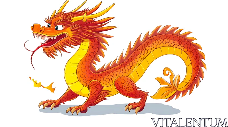 Orange and Yellow Dragon Cartoon AI Image