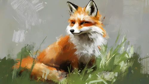 Artistic Representation of a Fox in Nature
