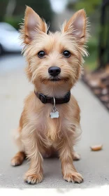 Cute Tan Dog Sitting with Collar