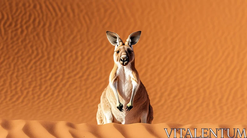 Kangaroo Amidst Desert Sands AI Image